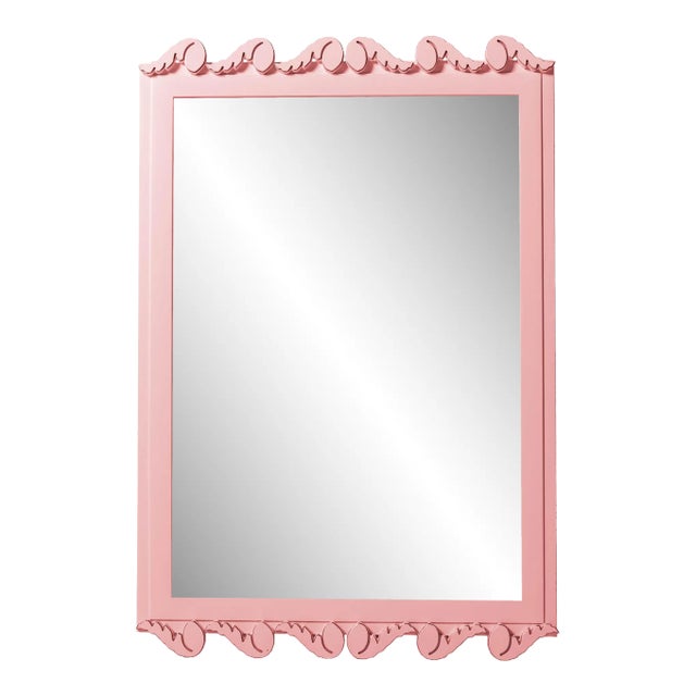 Fleur Home Garden District Laurel Rectangle Mirror in Pink Punch, 36x48 For Sale