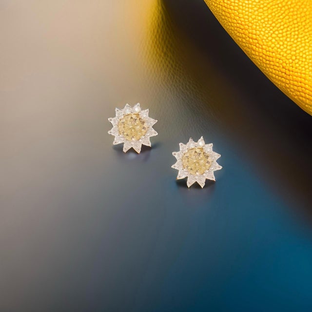 2010s Natural Sapphire Diamond Stud Earrings 14k Yellow Gold 2 TCW Certified For Sale - Image 5 of 13
