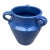 Vintage Blue Three Handle Pottery Jar Vase For Sale