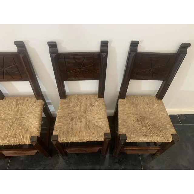 1950s Brutalist Dining Chairs in Sculpted Oak, 1950s, Set of 5 For Sale - Image 5 of 12