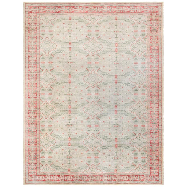 Doris Leslie Blau Mid-20th century Spanish Floral Handmade Wool Rug For Sale