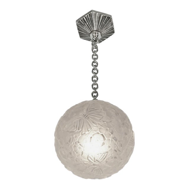 French Art Deco Pendant Light 1930s by Hettier & Vincent For Sale