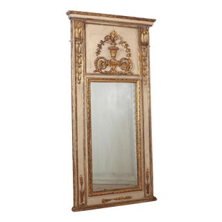 French Painted Trumeau Mirror For Sale