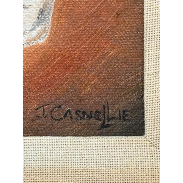 Contemporary Gold Wood Framed Oil on Canvas Portrait “Blinks Hound” Artist Signed J. Casnellie For Sale In Washington DC - Image 6 of 12