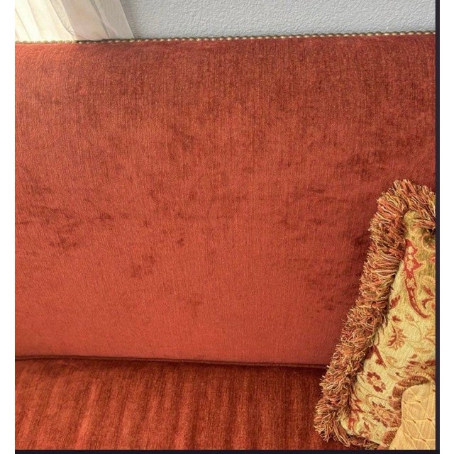 Vintage Red Upholstered Tuxedo Sofa Excellent Vintage Condition Local Pickup Couple small pieces in the back upper part of...