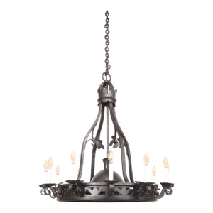 Mid 20th Century Restored Gothic Black Wrought Iron Chandelier