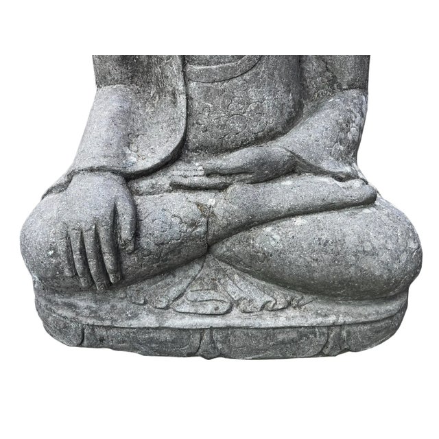 Vintage Sitting Stone Garden Buddha For Sale In Los Angeles - Image 6 of 6