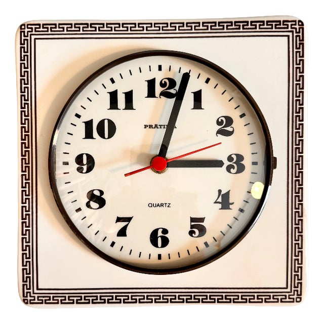 Mid-Century Ceramic Wall Clock with Quartz Movement from Prätina, Germany, 1970s For Sale