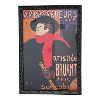 Henri De Toulouse-Lautrec "Ambassadeurs : Aristide Bruant" Reproduction Lithograph Poster, Framed For Sale