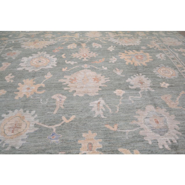 2010s Turkish Oushak Hand Knotted Wool Rug, 12'1"x15'1" For Sale - Image 5 of 5
