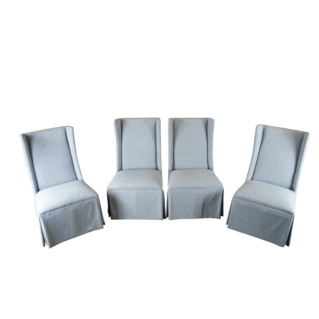 Modern 4 Gabby Home Cumberland Armless Light Blue Modern Wingback Dining Chairs Schd693 For Sale - Image 3 of 12