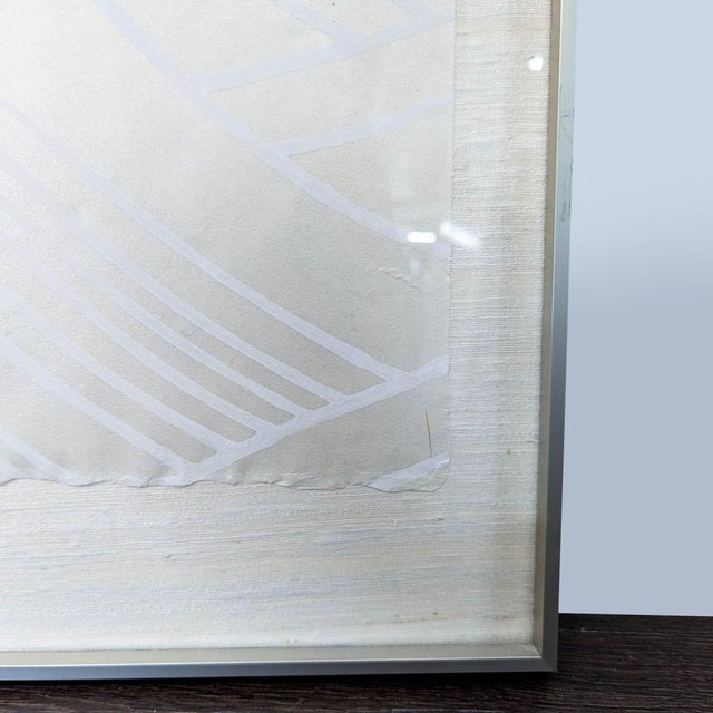 Framed Minimalist Japanese Wave Print on Silk Paper For Sale - Image 4 of 5