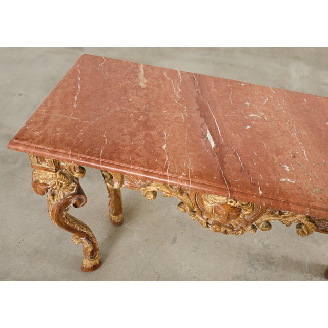 Italian Baroque Style Marble Top Console Table For Sale - Image 9 of 18