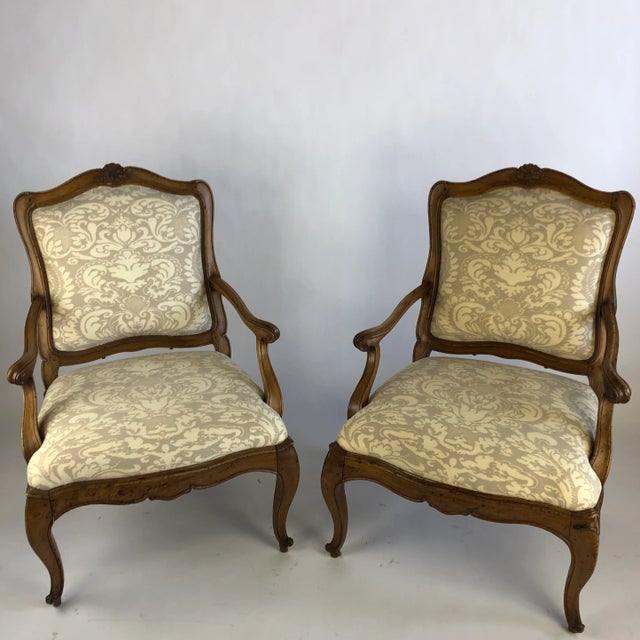 Antique White 18th Century Italian Louis XV Walnut Armchairs - a Pair For Sale - Image 8 of 13