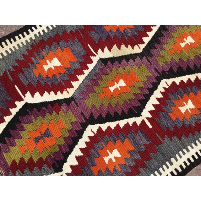 Red Small Tribal Kilim - 36" X 48.5" For Sale - Image 8 of 9