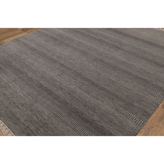 2010s 8' x 10' Savannah Hand Knotted Modern Grey and Black Wool & Silk Rug For Sale - Image 5 of 18