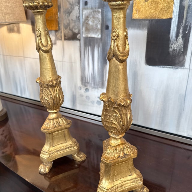 Gilt Candle Prickets, Pair For Sale - Image 12 of 12