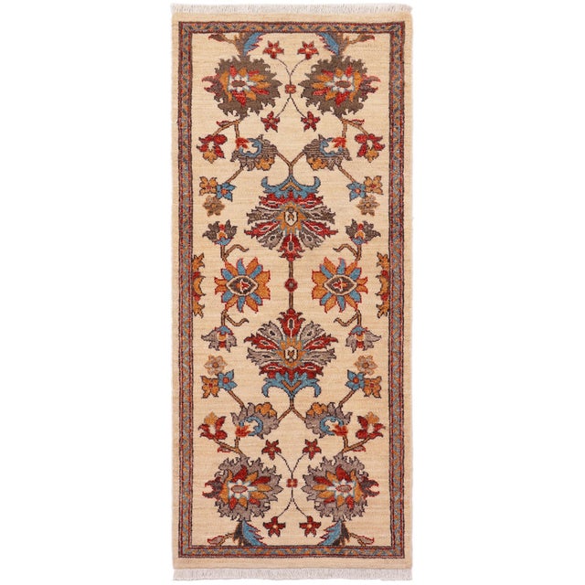 Floral Ziegler Beige/Rust Wool Runner Rug- 2'1'' X 4'10'' For Sale - Image 9 of 10