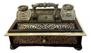 Victorian French Freestanding Inlaid Boulle Desk Set, 1850s