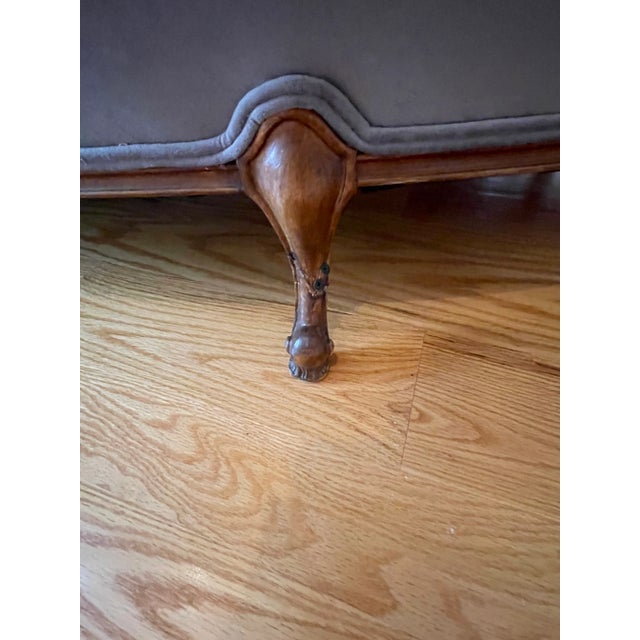 Textile Vintage Victorian Sofa With Carved Legs With Details For Sale - Image 7 of 13