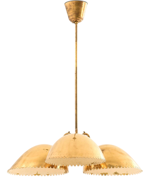 Ceiling Lamp with Three Dome-Shaped Brass Shades from Harald Notini, 1940s