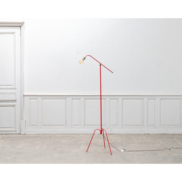 Vintage Red Tripod Floor Lamp, 1950s For Sale - Image 10 of 10