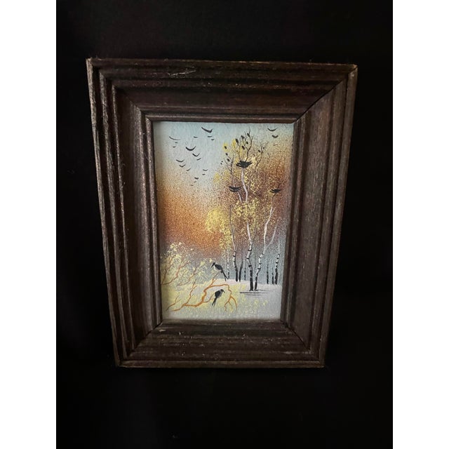 Vintage 1995 Eastern European Impressionist Miniature Landscape - Oil on Board 3.5” X 4.75”. For Sale - Image 10 of 13