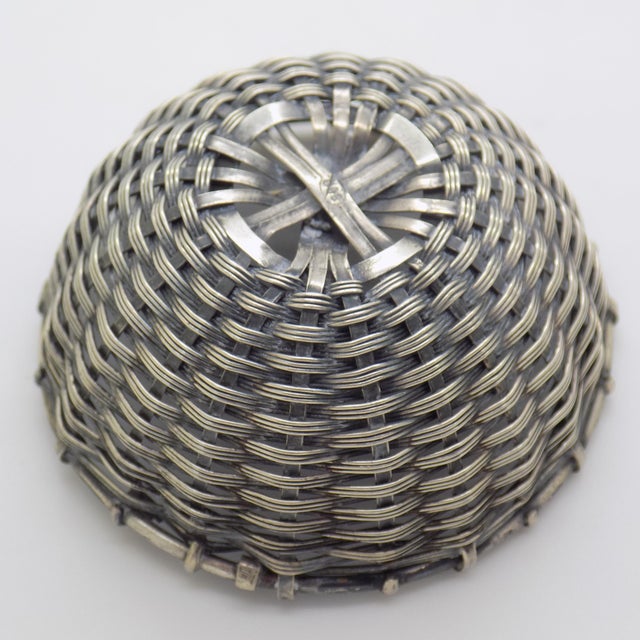 Vintage Italian Woven Basket Dollhouse Miniature in Silver 800, 1970s For Sale - Image 6 of 12