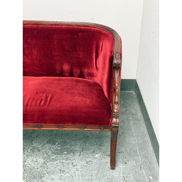 Wood Laurel Crown Empire Swan Settee For Sale - Image 7 of 12