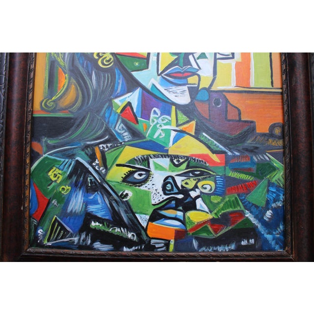 Contemporary 1970s Cubist Oil Painting For Sale - Image 3 of 8
