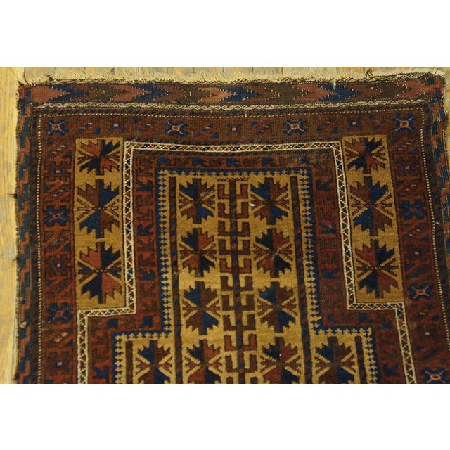1890s Geometric Tribal Antique Baluch-Turkmen Rug 2'9" X 4'7" Handknotted Wool Carpet For Sale - Image 4 of 5