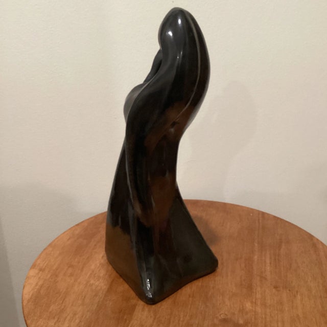 Early 20th Century Vintage Early 20th Century Black Ceramic Woman With Water Jag Figurine Sculpture For Sale - Image 5 of 13