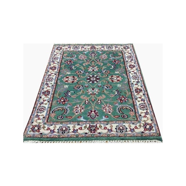 Exact Size: 2'0" x 3'0" Color: Green Age: New Materials: Wool Construction: Hand Knotted Origin: India