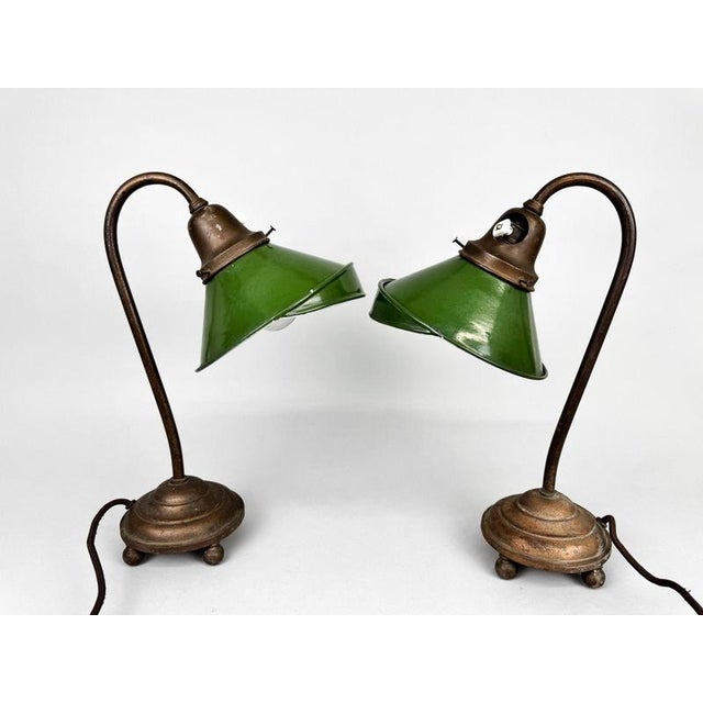 Enamel & Cast Iron Desk Lamps, Former Czechoslovakia, 1920s, Set of 2 For Sale - Image 18 of 18