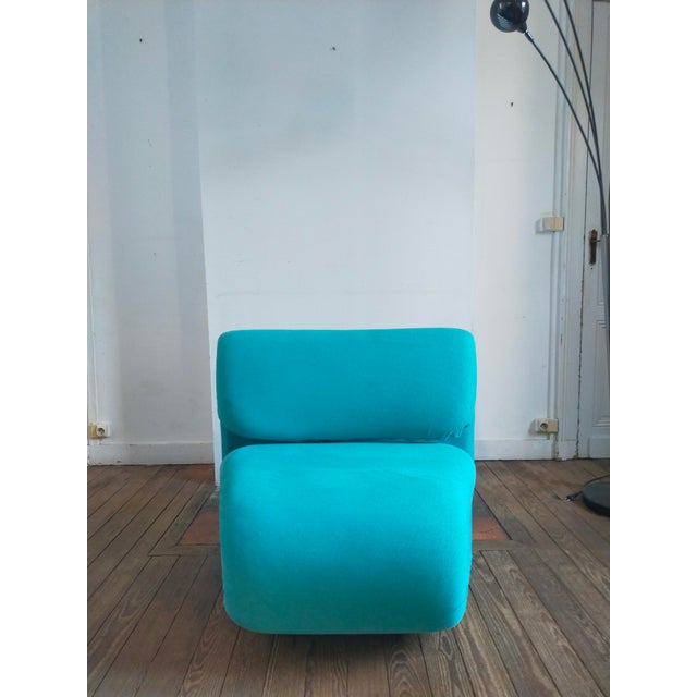 Blue Blue Armchair by Henri Etienne Martin, 1960s For Sale - Image 8 of 10