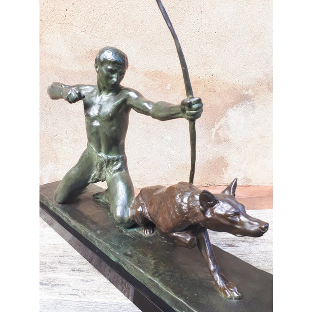 1920s Louis Riché, Large Art Deco Sculpture, 1920s-1940s, Bronze & Marble For Sale - Image 5 of 18