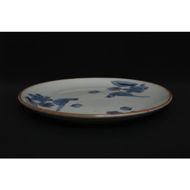 1960s Ken Edwards El Palomar Blue Bird Flower Mexican Folk Art 11 3/4" Pottery Platter For Sale - Image 5 of 8