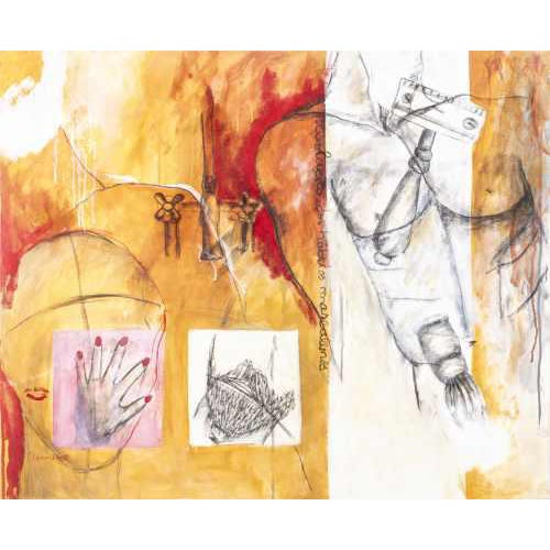 M, Carmo Diogo, The Evolution of Male Habits, Oil on Canvas For Sale