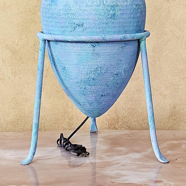 Late 20th Century Coastal Custom-Painted Coastal Ceramic Amphora Table Lamp With Mermaid & Seahorse Shade For Sale - Image 15 of 18