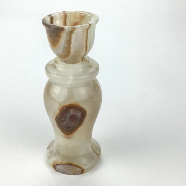 Genuine Hand Carved Onyx Stone Candle Holder For Sale - Image 9 of 9