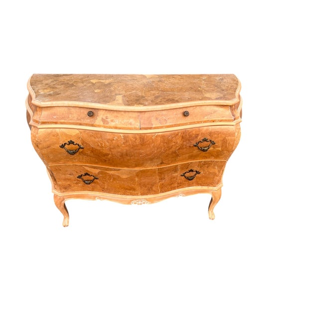 Mid 20th Century Mid 20th Century Pair Bombe Burl Wood Commodes Italy For Sale - Image 5 of 18