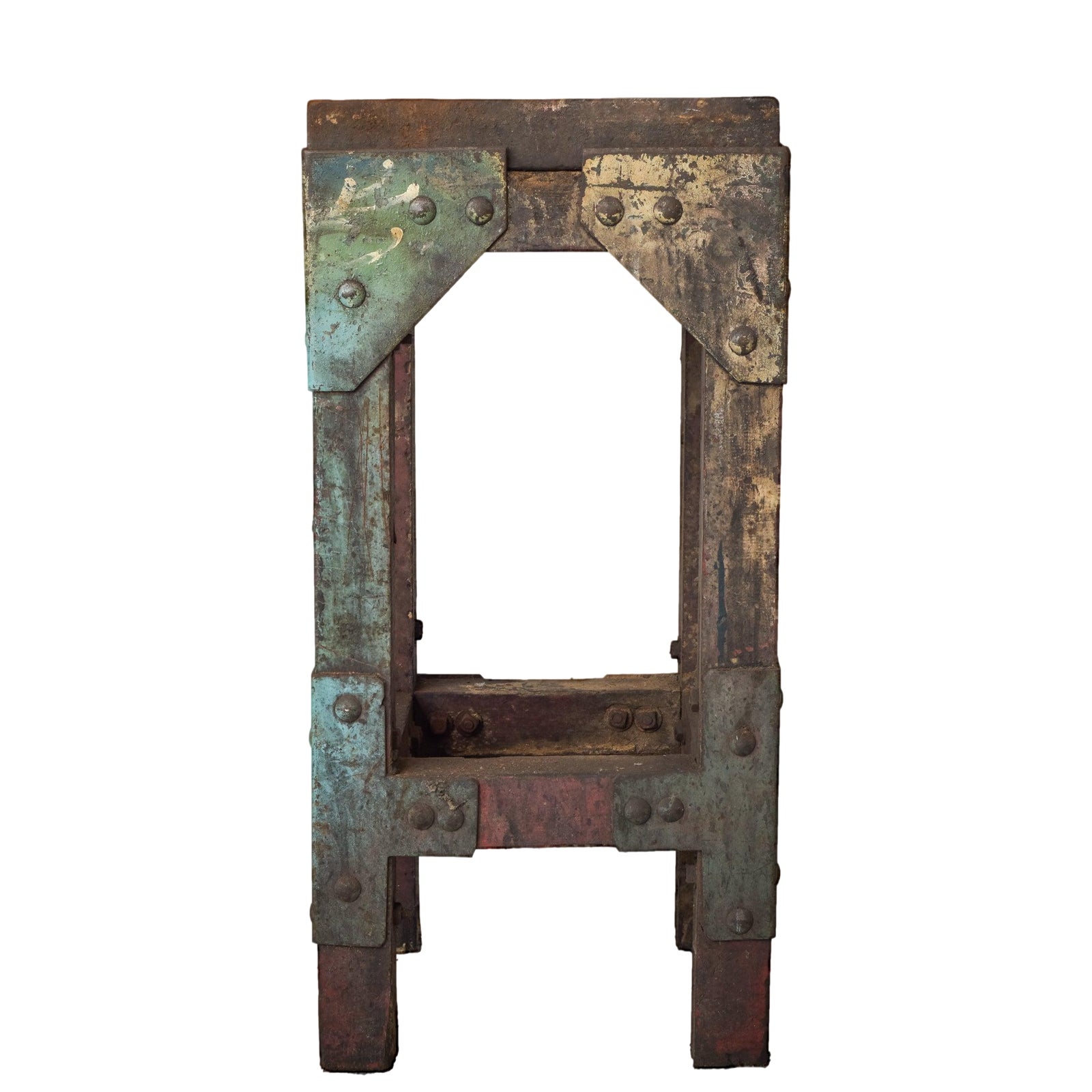 Industrial Stand or Side Table with Solid Iron Top | Chairish