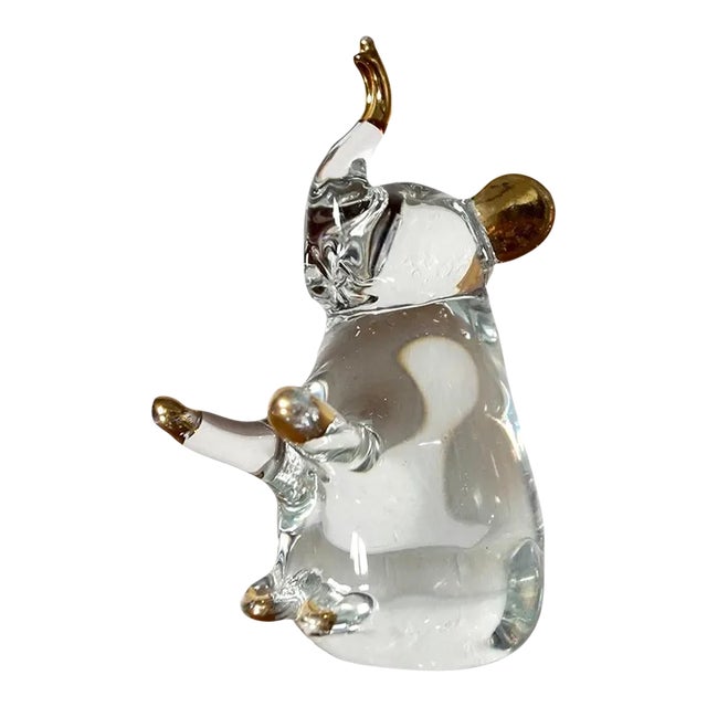 1950’s Hand Blown Glass & Gold Elephant Figurine For Sale