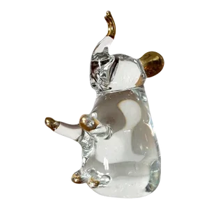 1950’s Hand Blown Glass & Gold Elephant Figurine