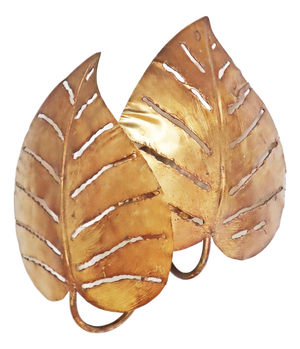 Gilt Monstera Wall Lamp with Double Leaf from Maison Jansen, France, 1970s