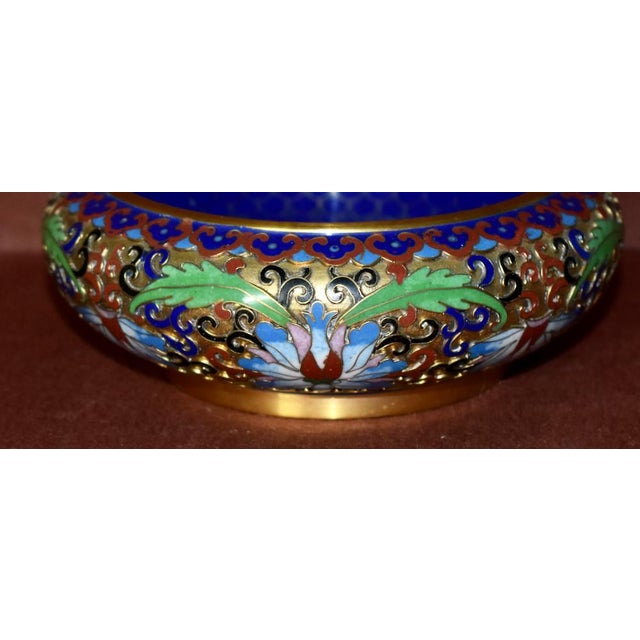 Vintage Chinese Small Cloisonné Bowl With Floral Interior For Sale - Image 11 of 13