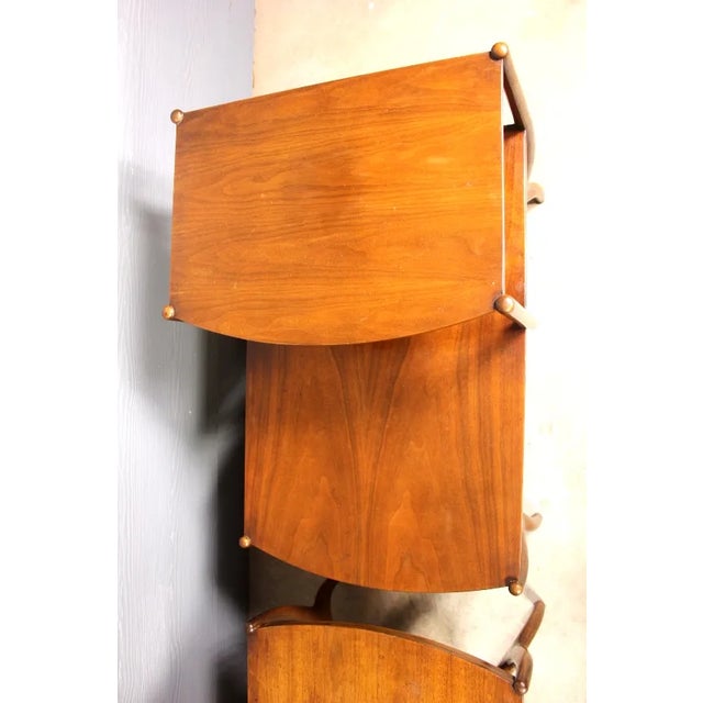 Wood Mid Century Sculptural Two Tier Step Side Tables - a Pair For Sale - Image 7 of 11