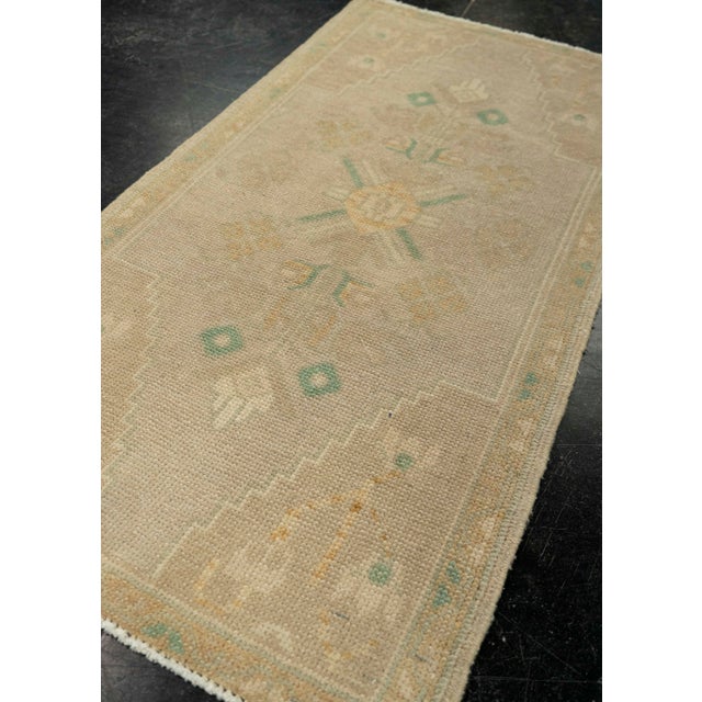 Textile Turkish Mini Rug Oriental Hand Knotted Vintage Rug 1'8" x 3'3" #21071 For Sale - Image 7 of 8