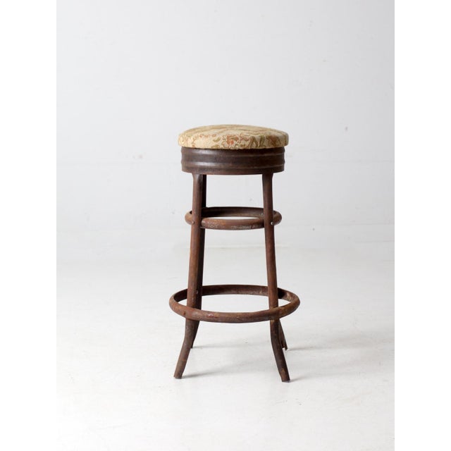 Farmhouse Antique Industrial Stool For Sale - Image 3 of 12