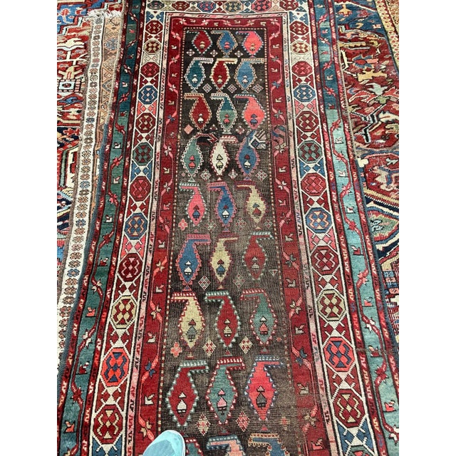 1930s Charcoal Boteh Rug 3.8 x 9.9 For Sale - Image 10 of 11